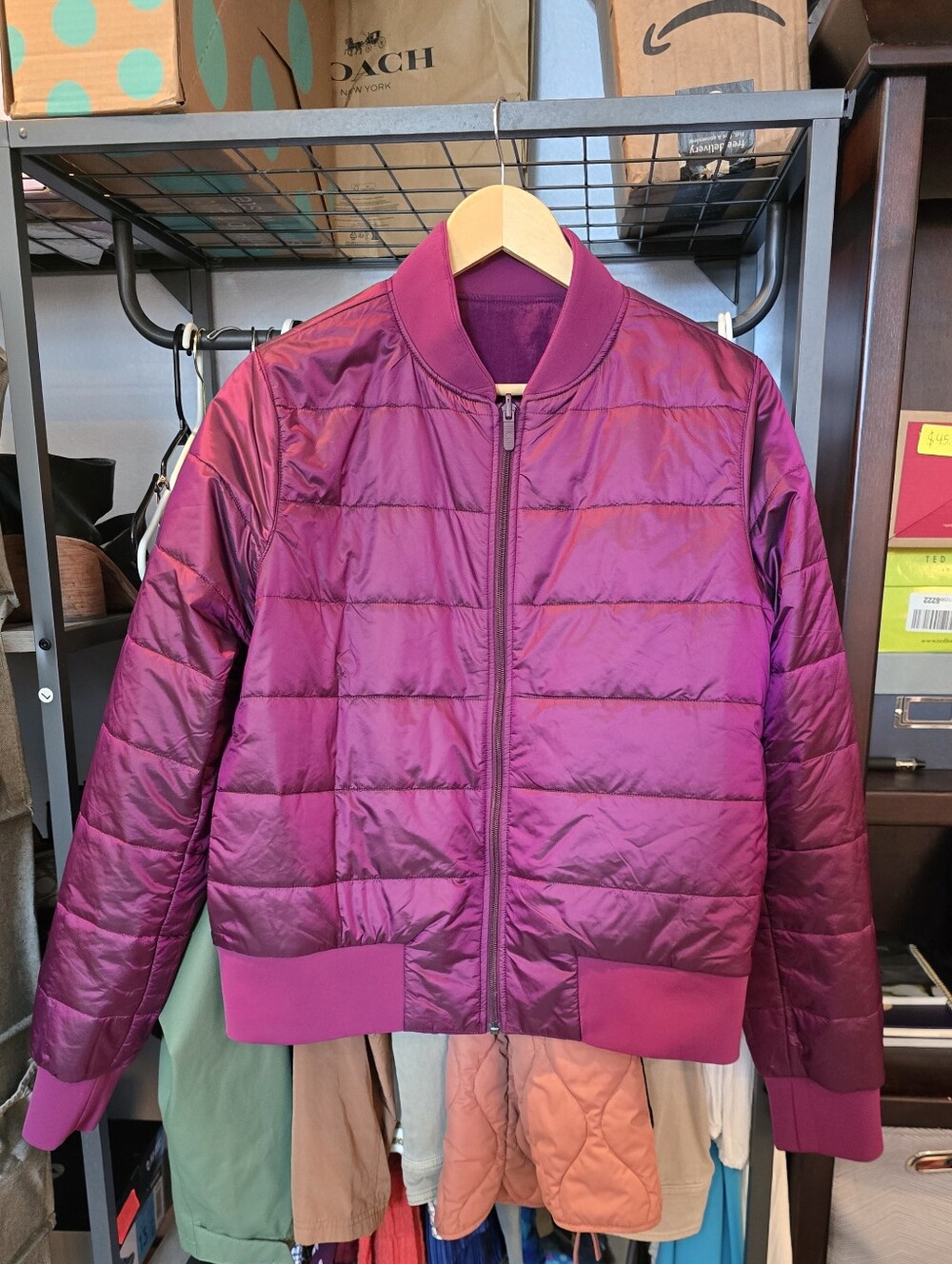 Lululemon NonStop Reversible Bomber Jacket In Ripened Raspberry- EUC - Picture 4 of 16